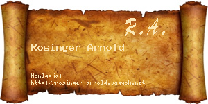 Rosinger Arnold névjegykártya